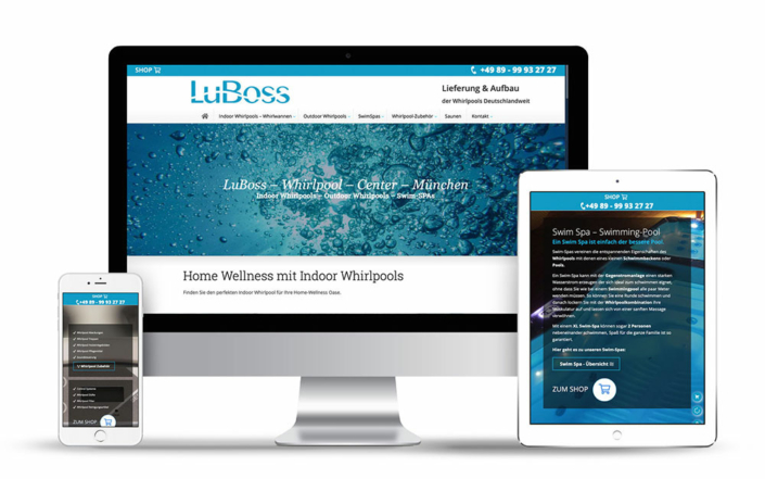 Webseite für das Whirlpoolcenter Luboss