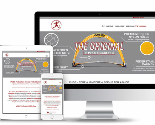 Webdesign für Onlineshop der Fußballtoren Pugg-Tore