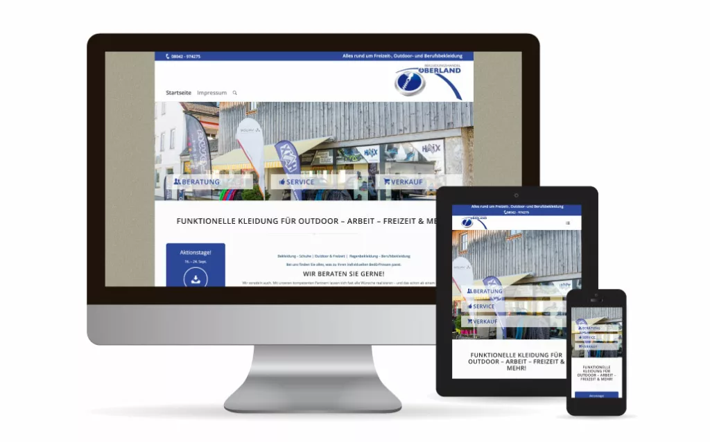 Webdesign WordPress Bekleidungshandel Oberland