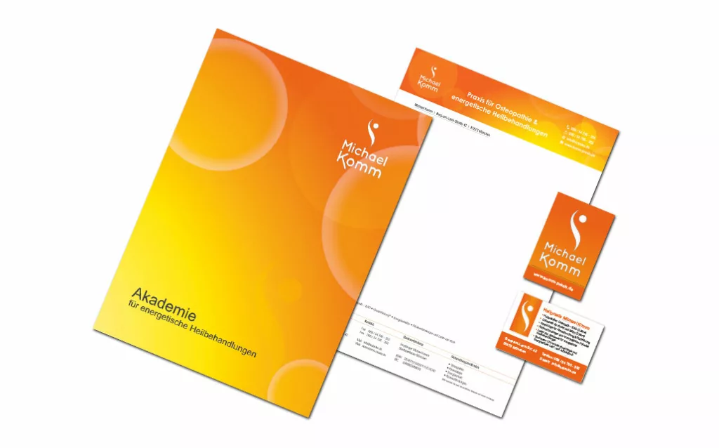 Geschäftsausstattung Michael Komm - Heilpraktiker - Visitenkarten, Flyer, Geschäftspapier
