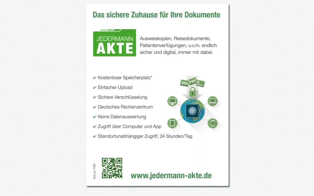 Anzeige für Cloudservice Jedermann Akte